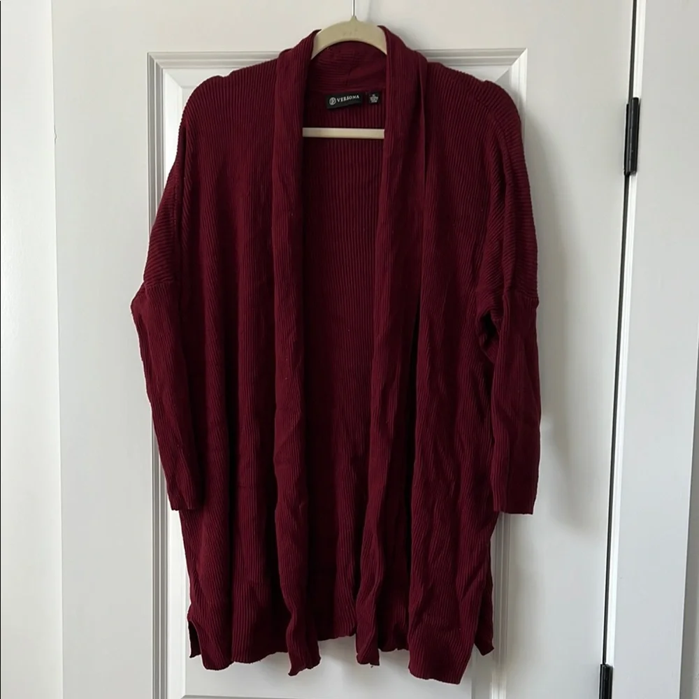 Women's Burgundy Sweater Cardigan - Picture 1 of 4